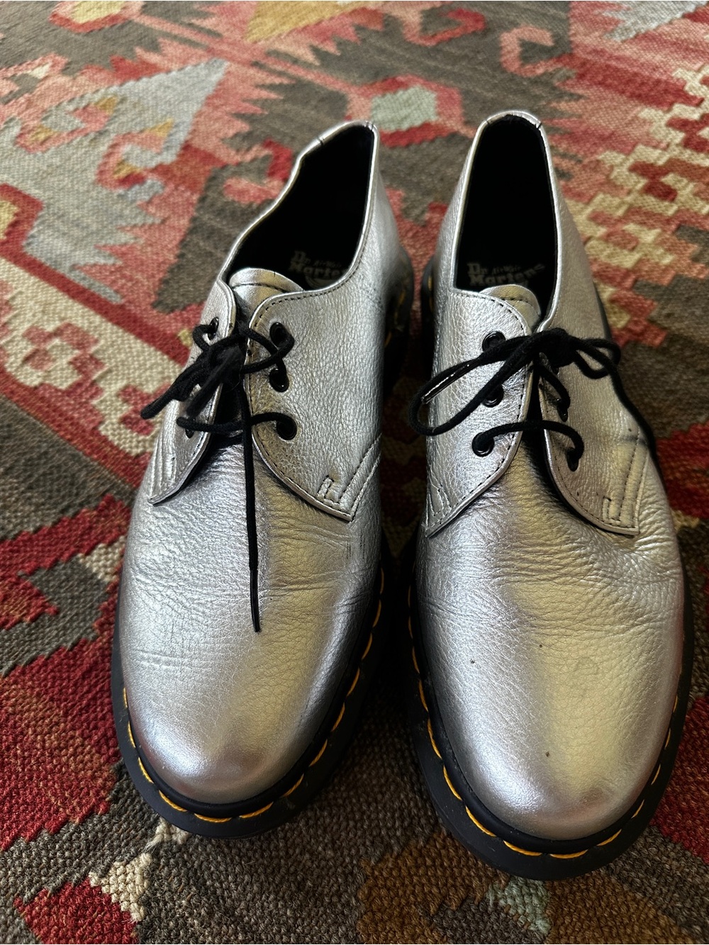 Dr. Martens Silver Lace-Up Oxford  Shoes women size 8 39